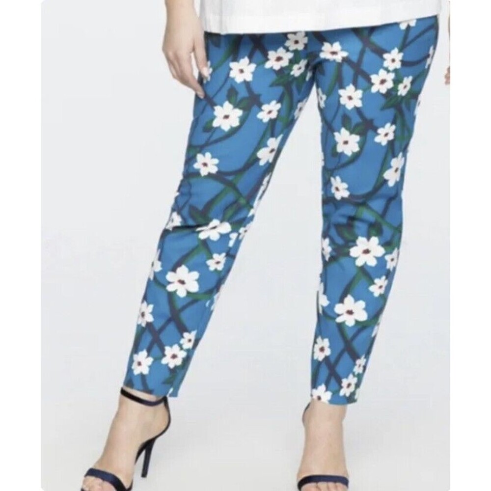 NWT Draper James For Eloquii Floral  Ankle Pant Size 28 Blue